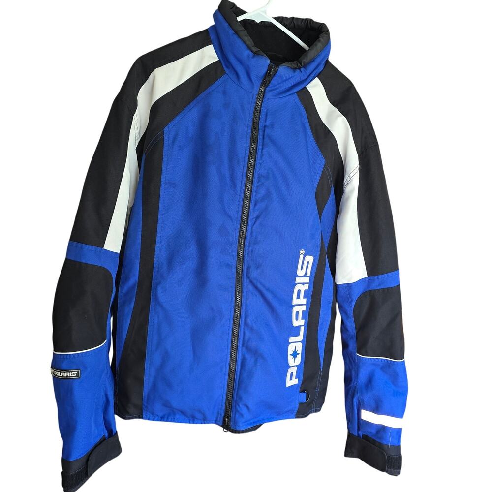Polaris Snowmobile Jacket Blue White Coat Winter Ski Mens Size Large